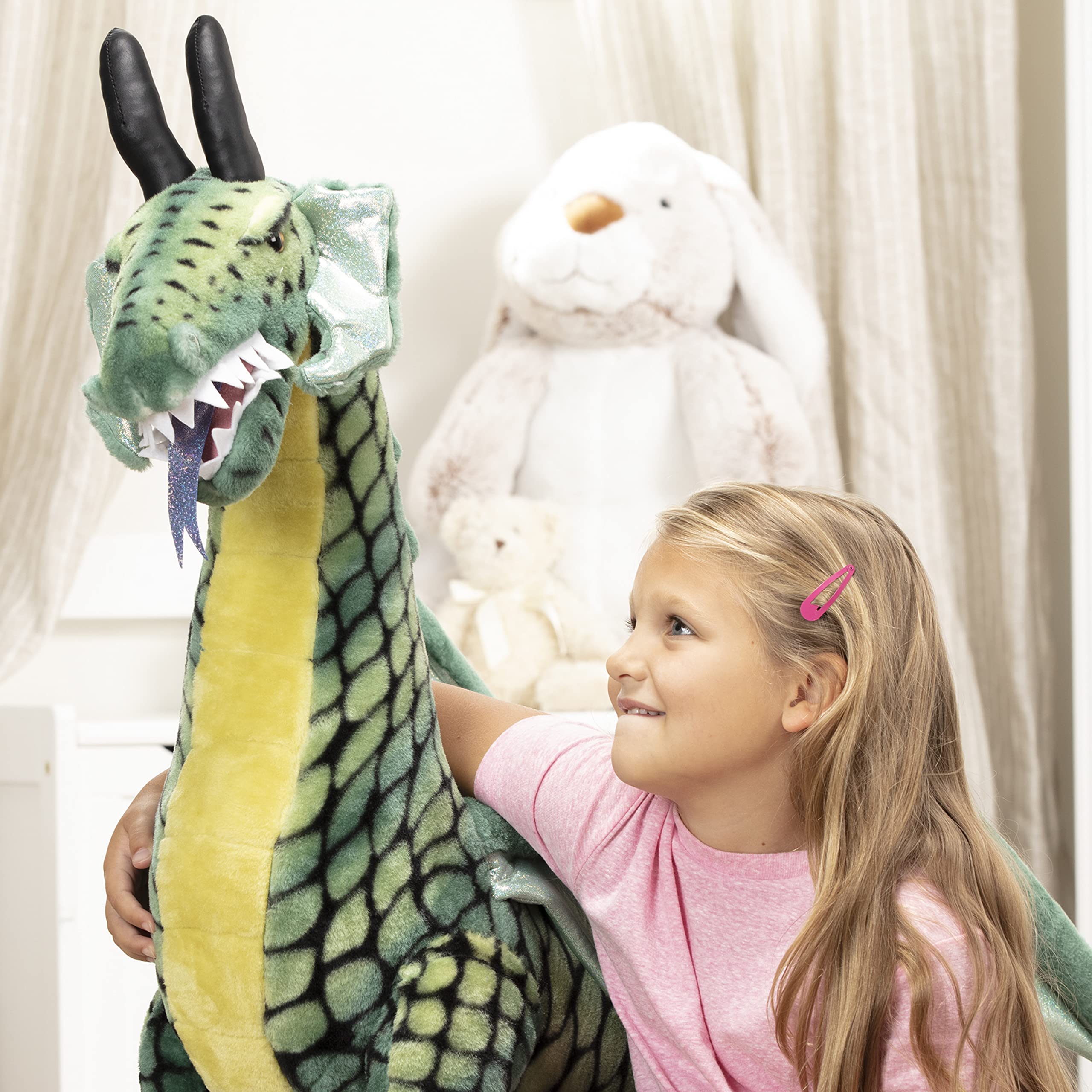 Melissa & Doug Giant Winged Dragon Stuffed Animal - Lifelike Plush Toy for Kids (36 x 40.5 x 16 Inches) | Perfect for Imaginative Play, Room Decor & Fantasy Gift