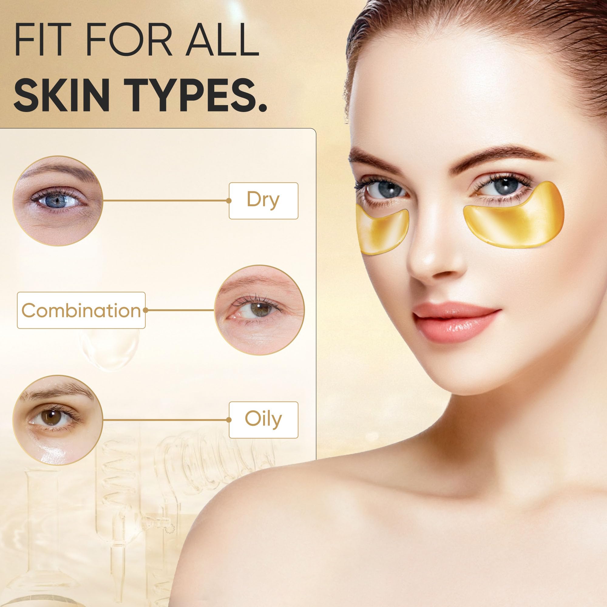 40 Pcs 24K Gold Collagen Under Eye Masks - Dark Circle & Puffiness Treatment, Anti-Wrinkle Eye Patches for Refresh & Revitalize | Perfect for Travel, Spa Days & Nighttime Skincare Routine