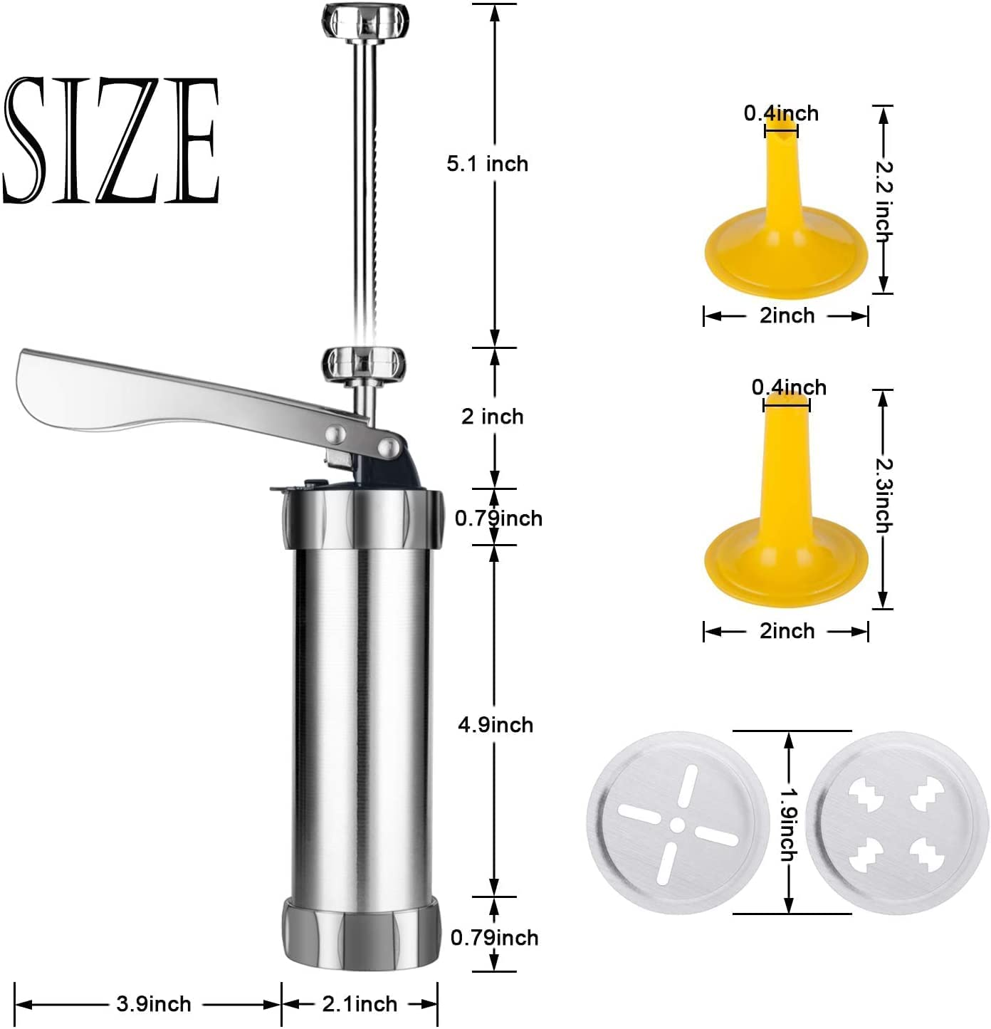 Stainless Steel Cookie Press Gun with 20 Cookie Mold Discs & 4 Piping Nozzles - Spritz Cookie Maker & Icing Decorating Kit for Baking, DIY Biscuits, Cake Decor (Silver) | Perfect for Holiday Cookies, Wedding Desserts & Home Baking Gifts
