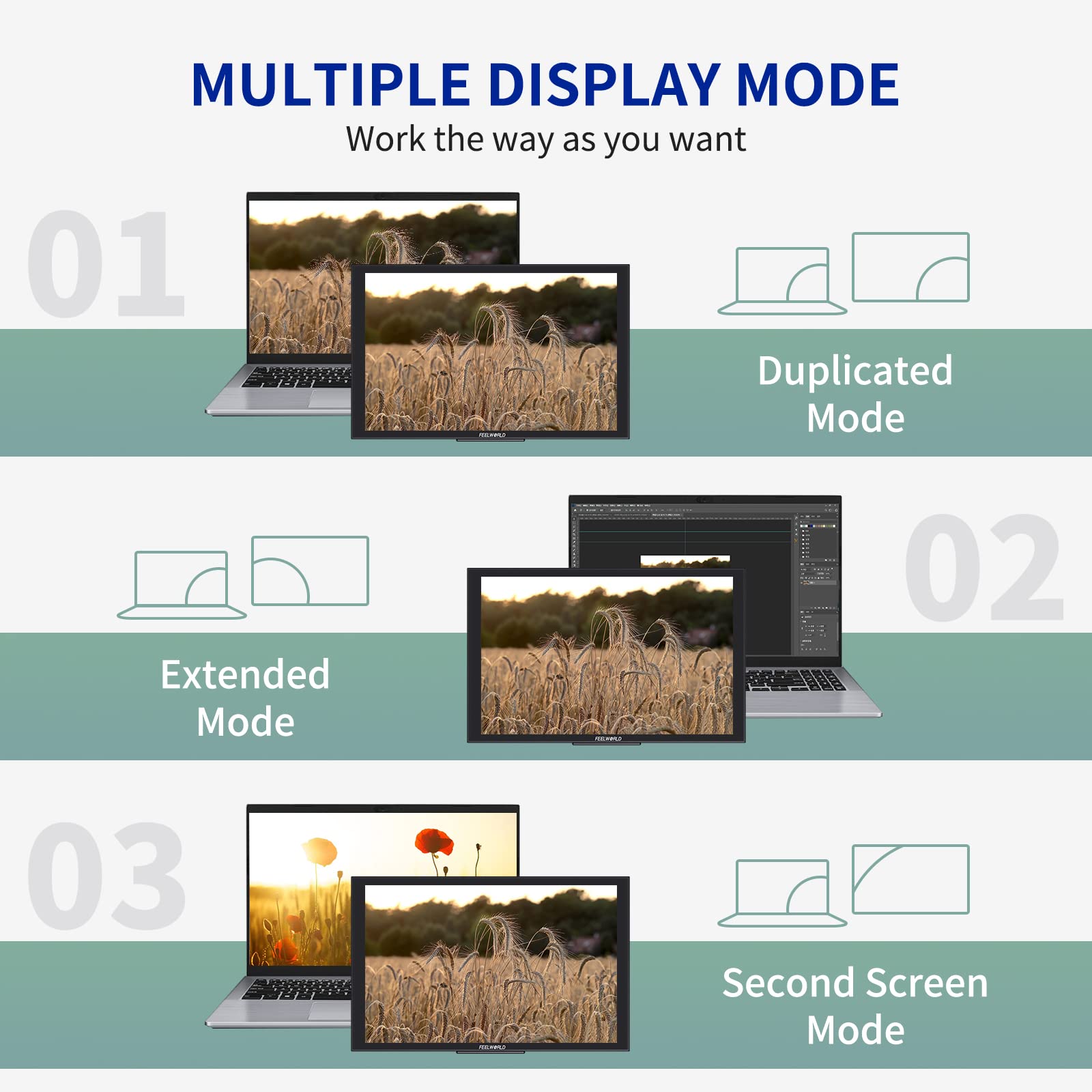 FEELWORLD DH101 10.1 Inch Portable Monitor - Full HD USB-C HDMI External Display with Dual Speakers for Laptop, PC, Mac, Phone, Raspberry Pi, PS4, PS5, Xbox & Nintendo Switch - Perfect for Work, Gaming & Entertainment On-The-Go