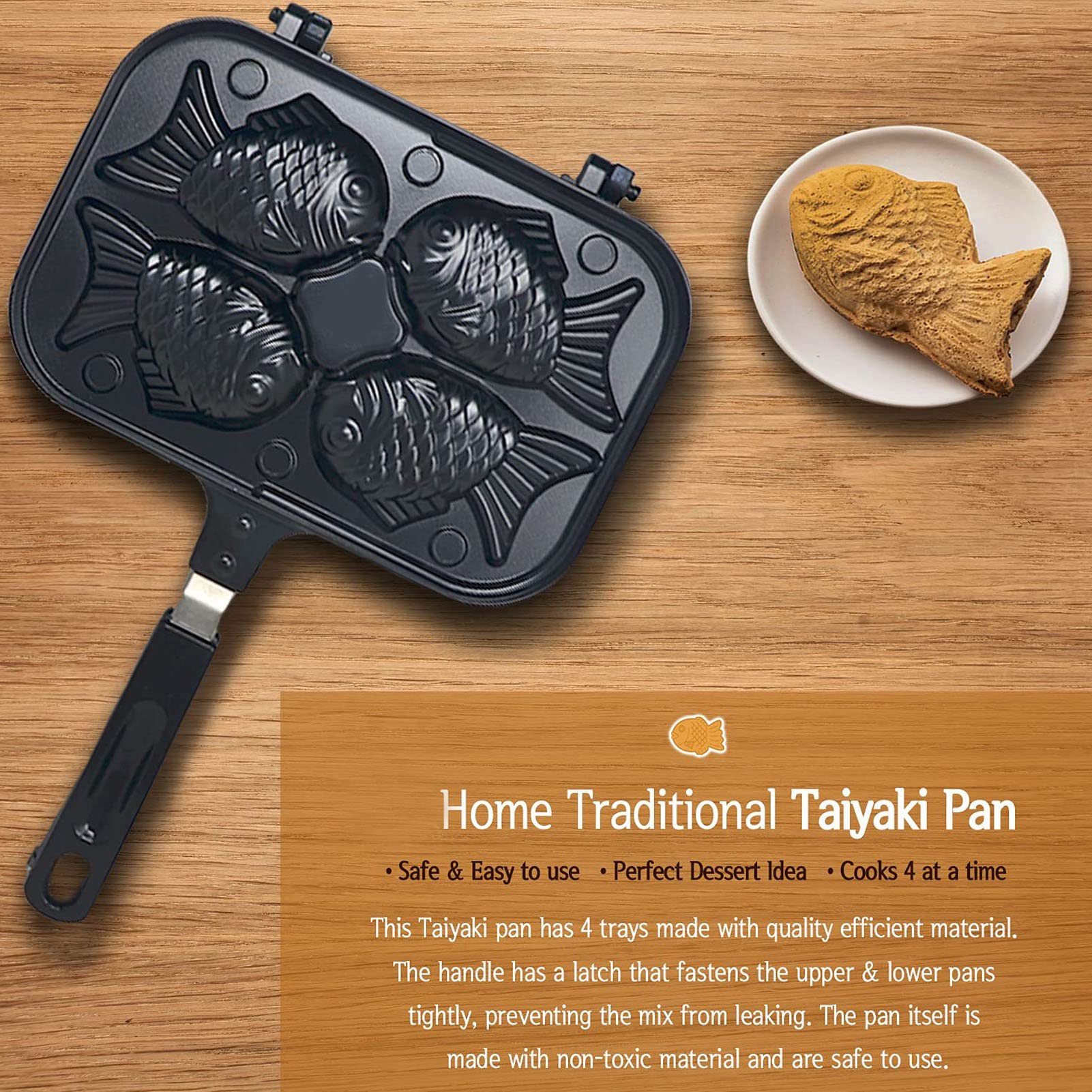 2-Sided Fish Shape Stainless Steel Waffle & Cake Mold - Non-Stick Bakeware Pan for Home Baking, DIY Cooking, Parties & Dessert Making - Perfect for Kids Birthday, Valentine's Day & Holiday Treats