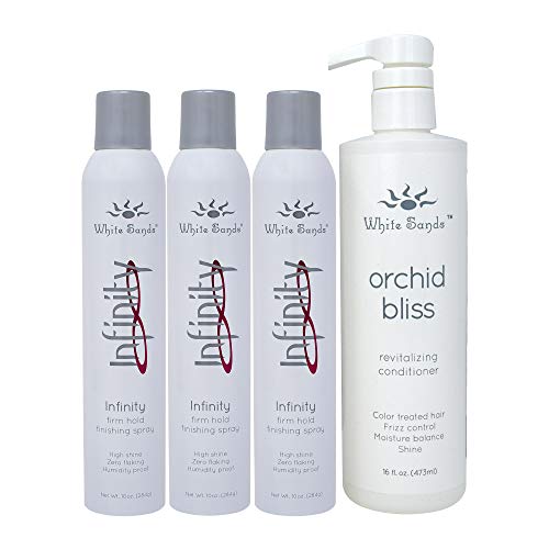 White Sands Infinity Hair Spray 3-Pack Bundle with Orchid Bliss Conditioner - Volumizing & Shine Enhancing Hair Care Set for Daily Styling & Special Occasions