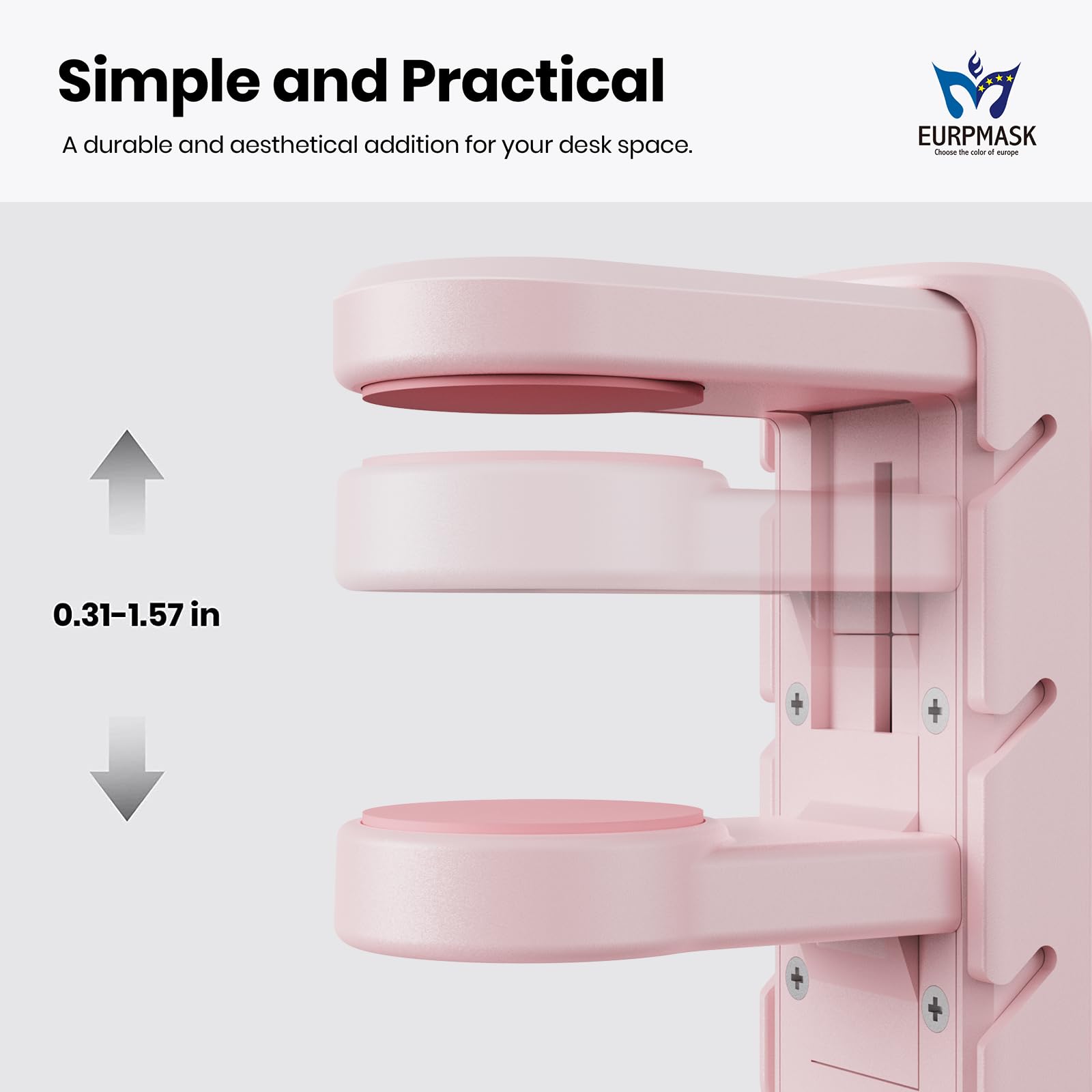 3-in-1 Gaming Headset & Controller Stand with Adjustable Clamp, Rotating Arm & Cable Management - Universal PC Gaming Accessory Organizer (Pink) - Perfect for Desk Setup & Streamer Battlestation