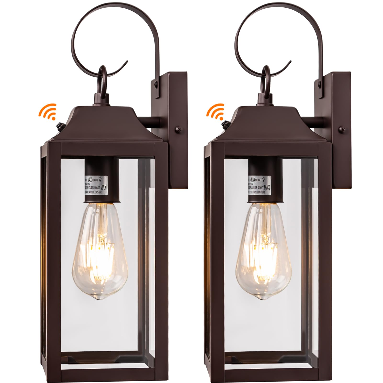Dusk to Dawn Outdoor Wall Lights 2 Pack - Oil Rubbed Bronze Waterproof Exterior Wall Sconces, 15 Inch Modern Wall Lanterns for House, Porch, Garden & Patio Lighting