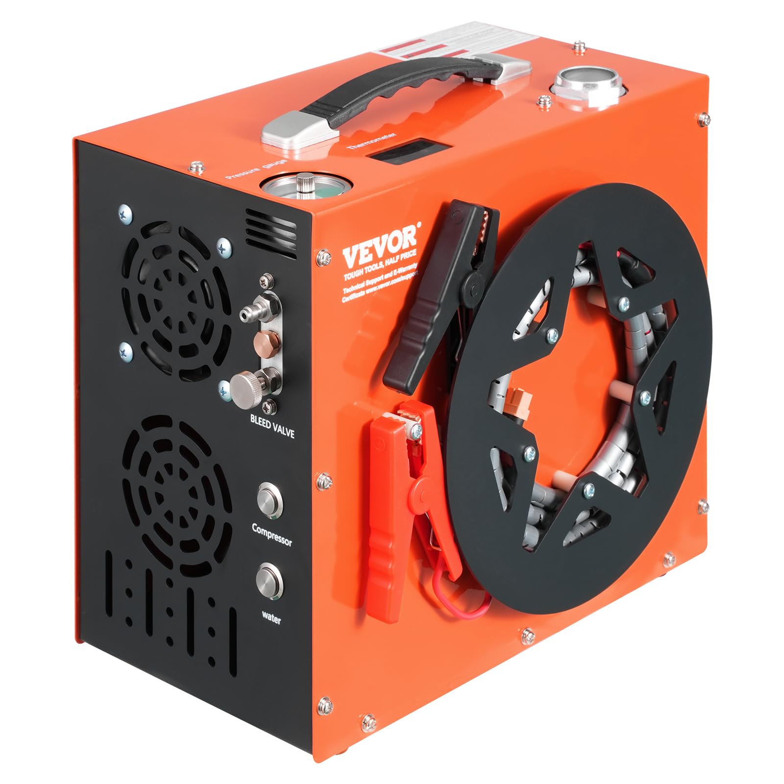 VEVOR 4500PSI PCP Air Compressor - Portable High Pressure Air Gun Pump with Water & Fan Cooling, Auto Shut Off | 12V DC/120V AC for Paintball Tanks, Air Rifles & Scuba Diving | Perfect for Hunting, Shooting Sports and Underwater Adventures