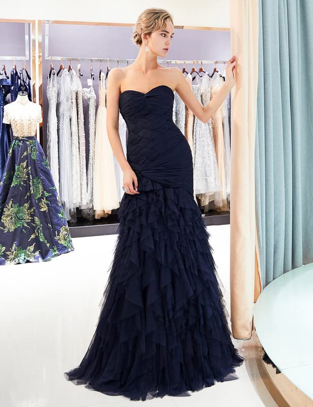 Sarahrbidal Women's Sweetheart Neckline Mermaid Prom Dress 2022 - Backless Long Formal Evening Gown with Ruffles for Homecoming, Ball, Wedding, and Special Occasions