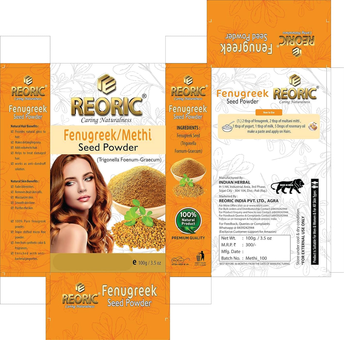 Organic Amla Powder & Fenugreek Powder for Hair Growth - Indian Gooseberry & Methi Seed Powder (200g, Pack of 2) | Natural Hair Care Solution for Thicker, Stronger Hair | DIY Hair Masks & Scalp Treatments