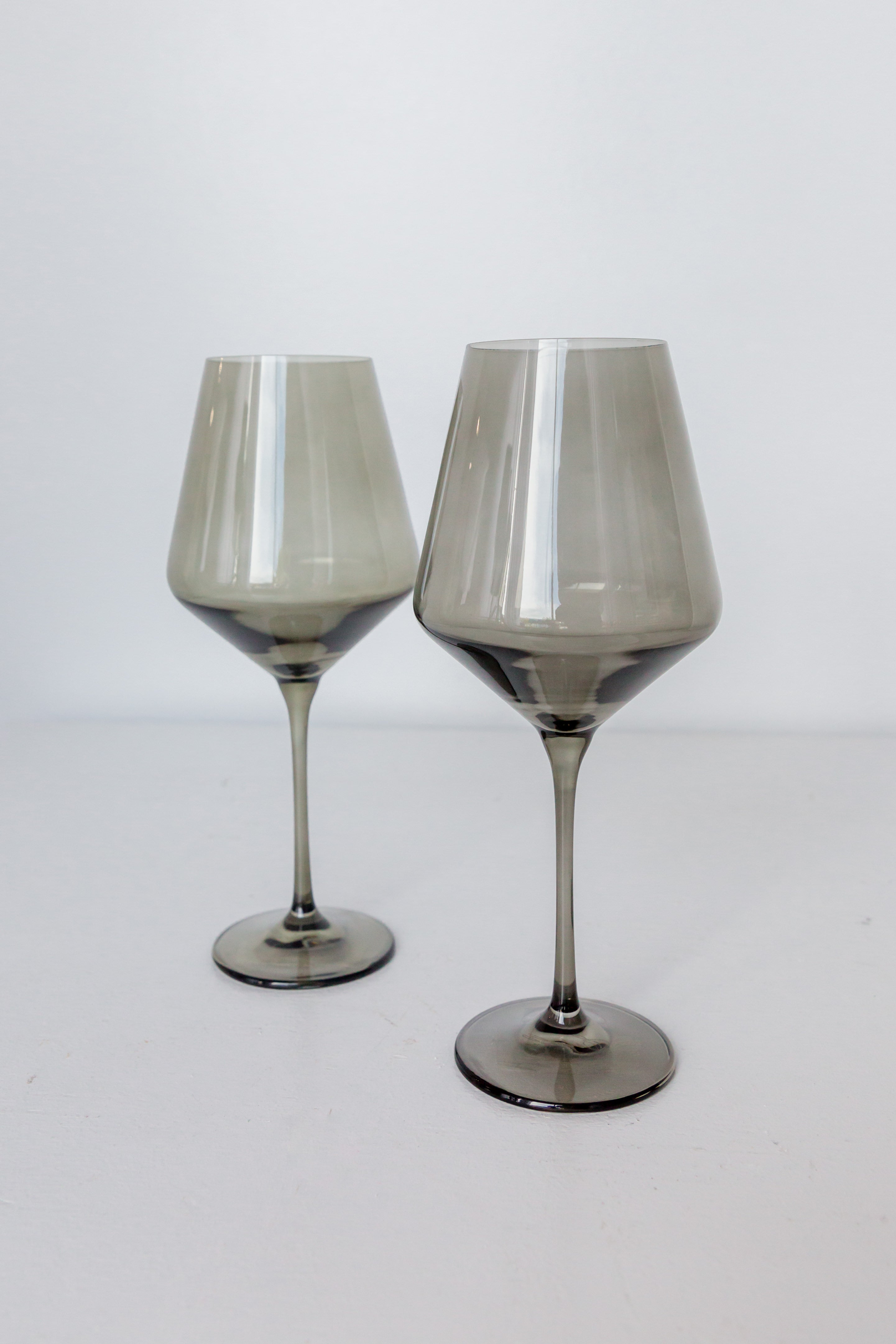 Estelle Colored Wine Glasses Set of 2 - Elegant Gray Smoke Stemware for Red & White Wine - Perfect for Dinner Parties, Romantic Dates & Home Bar Decor