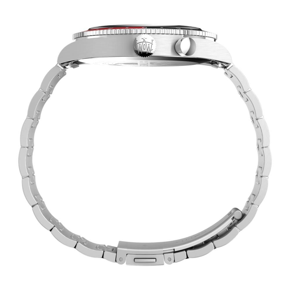 Waterbury Traditional GMT 39mm Black Dial Stainless Steel Bracelet Watch for Men - Perfect for Business, Travel & Everyday Wear