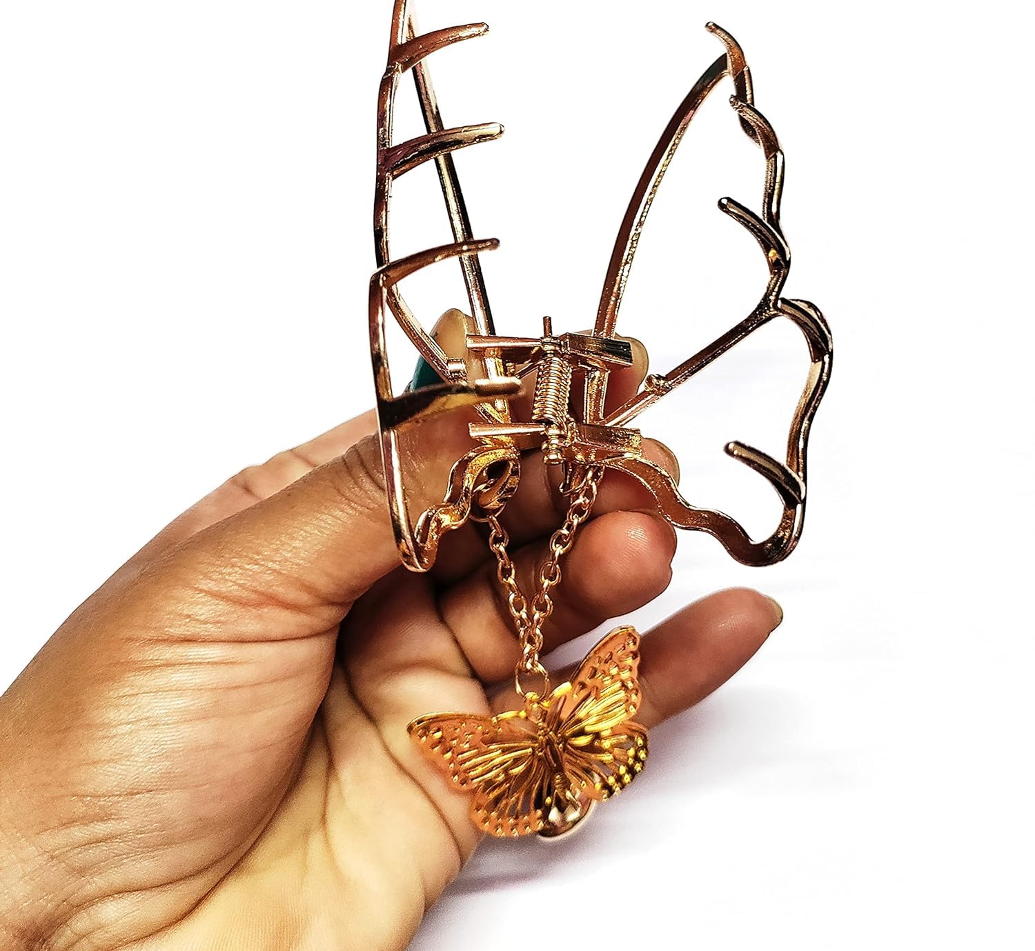 Elegant Butterfly Design Large Metal Hair Claw Clips with Tassel - Women's Hair Accessories for Thick Hair, Half Bun & Updos - Perfect for Parties, Weddings & Everyday Glamour
