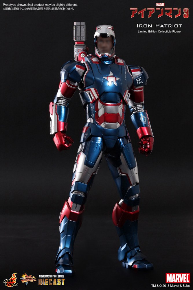 Iron Patriot Iron Man 3 Movie Masterpiece 1/6 Scale Hot Toys Collectible Action Figure - Perfect for Marvel Fans, Display & Collectors