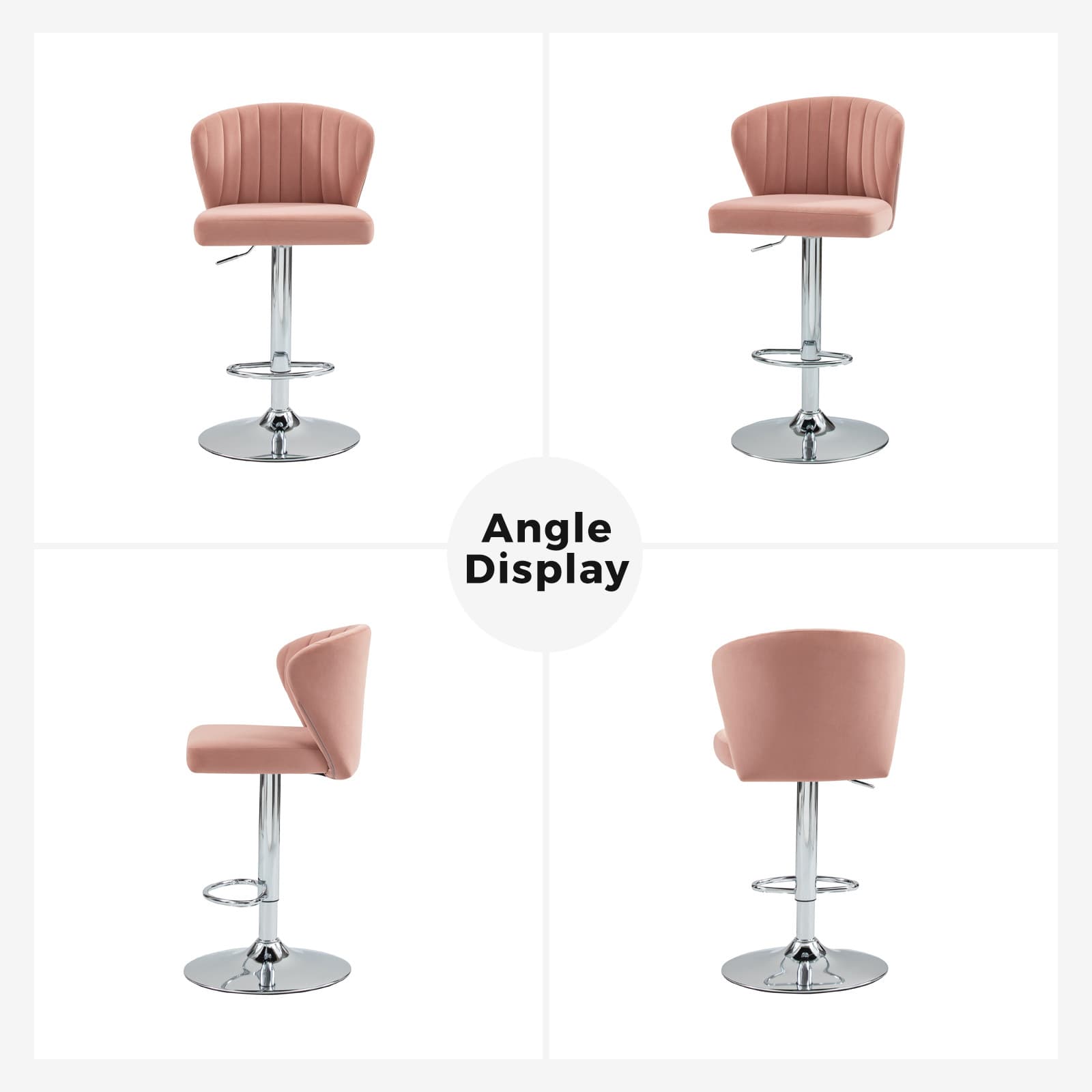 Geoff Modern Adjustable Swivel Bar Stool - Height Adjustable Kitchen Island Stool with 360° Rotation for Home, Office & Cafe Use