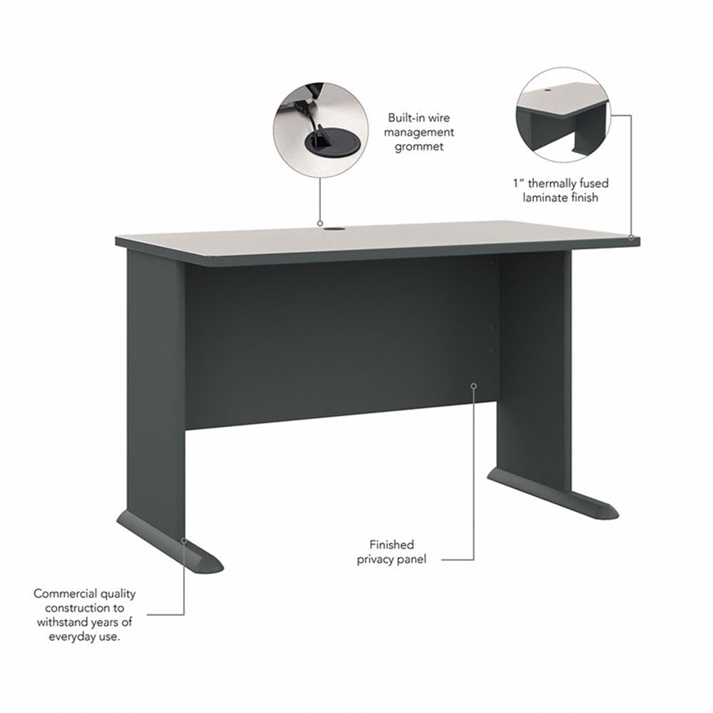 BOWERY HILL 48 Inch Modern Transitional Engineered Wood Desk - Slate Gray & White Finish for Home Office, Study Room & Workspace