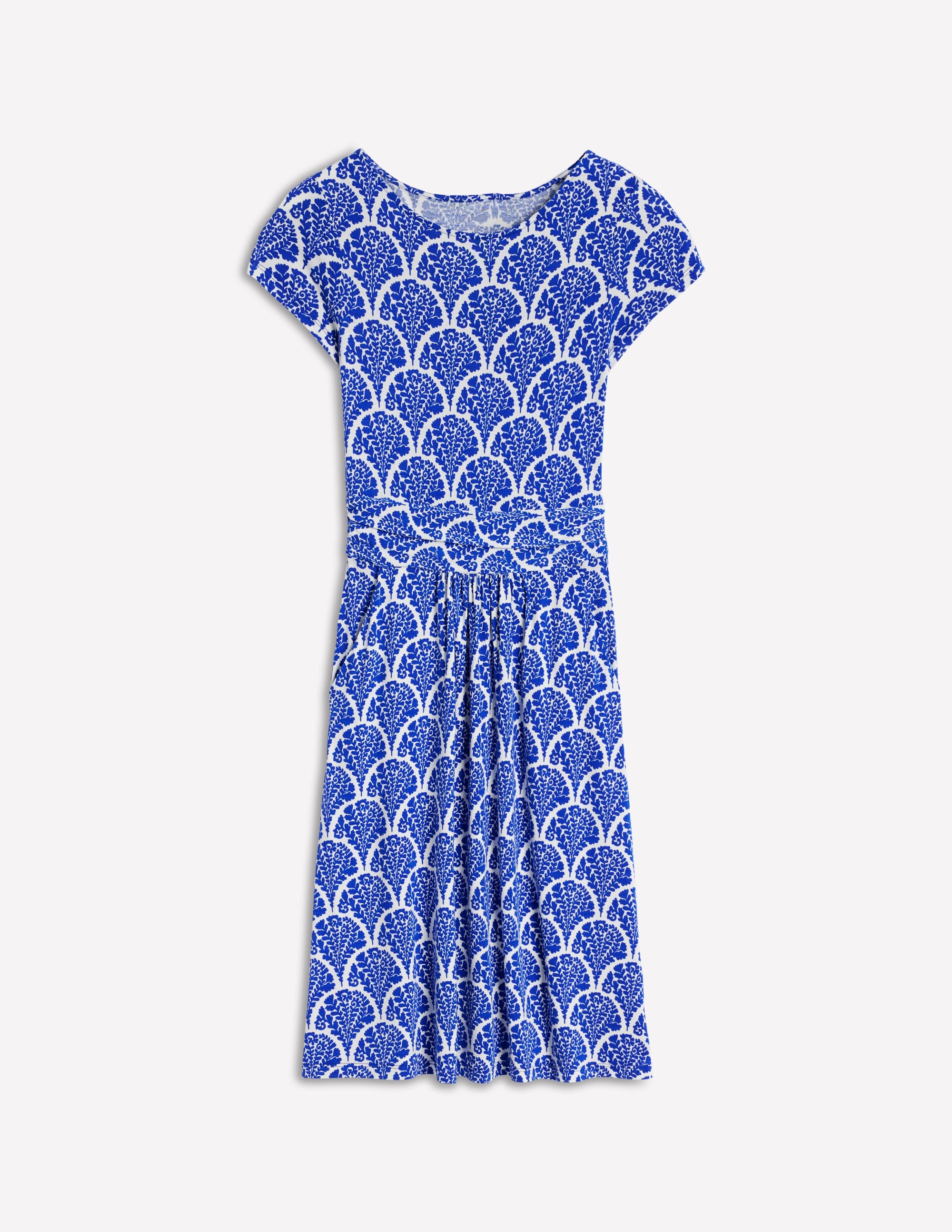Amelie Jersey Dress for Women - Bright Blue Floral Print, Soft Stretchy Fabric, Comfortable Casual & Party Wear - Perfect for Summer Outfits, Beach Vacations & Date Nights