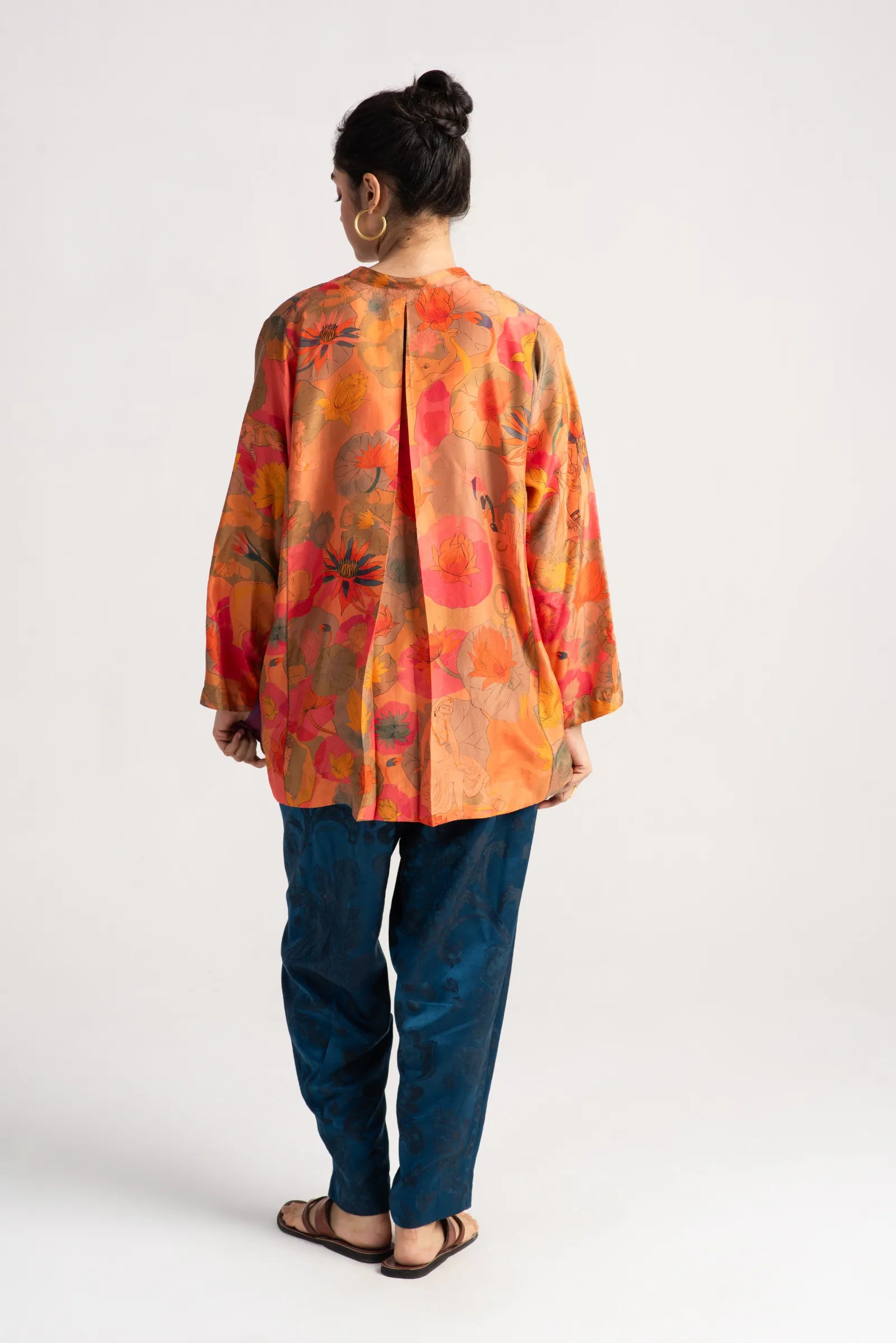 Kavita Silk Kurta in Grapefruit Color - Elegant Indian Women's Tunic Top for Festivals, Weddings & Casual Wear