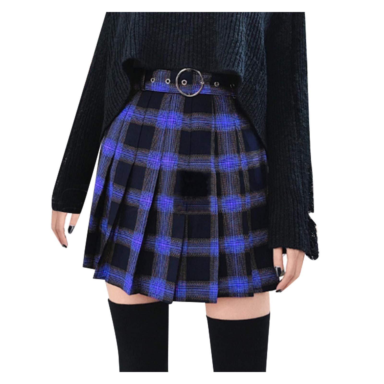 Women's High Waist Pleated Mini Skirt - Versatile Plaid A-Line Short Skirt for Casual Wear, Office, Dating & Party Outfits