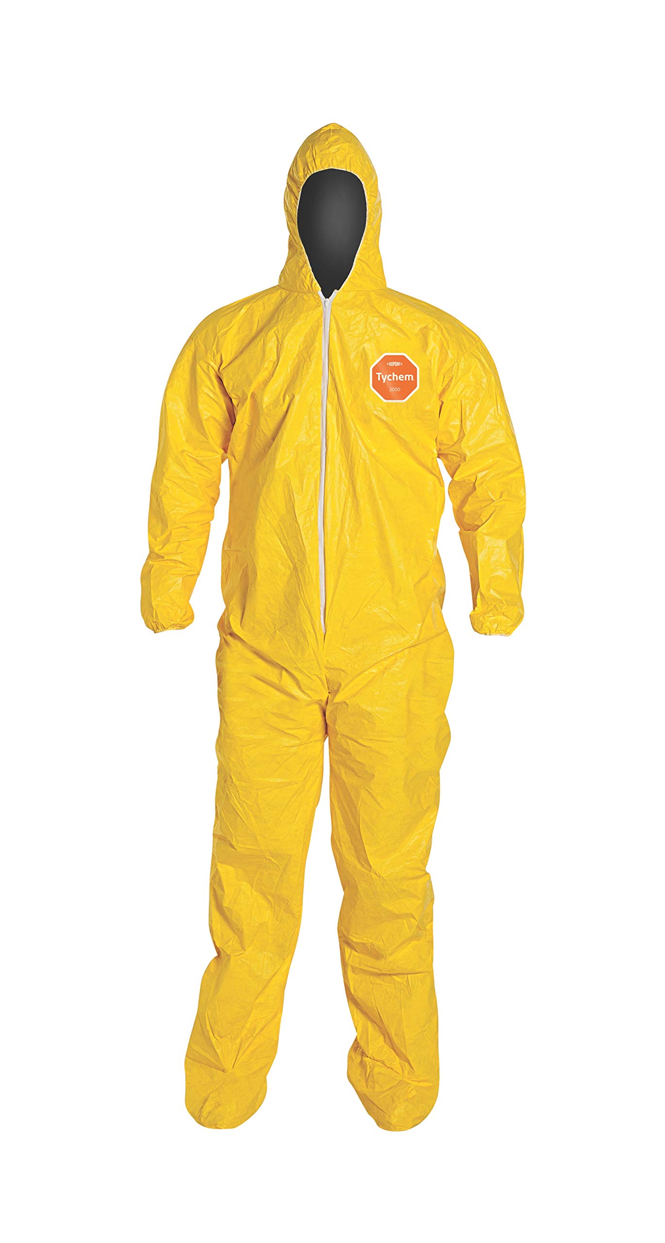 DuPont Tychem 2000 Chemical Resistant Disposable Coverall with Hood & Socks - Elastic Cuffs, Yellow, 3XL (12-Pack) | Hazardous Material Protection for Industrial Work, Lab Safety & Emergency Response