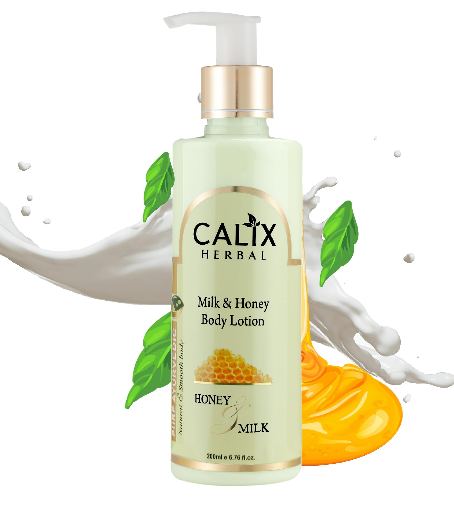 Calix Herbal Organic Ayurvedic Milk & Honey Body Lotion - Natural Moisturizer for Soft, Smooth Skin | Women & Men | All Seasons | 200ml | Perfect for Daily Hydration & Dry Skin Care