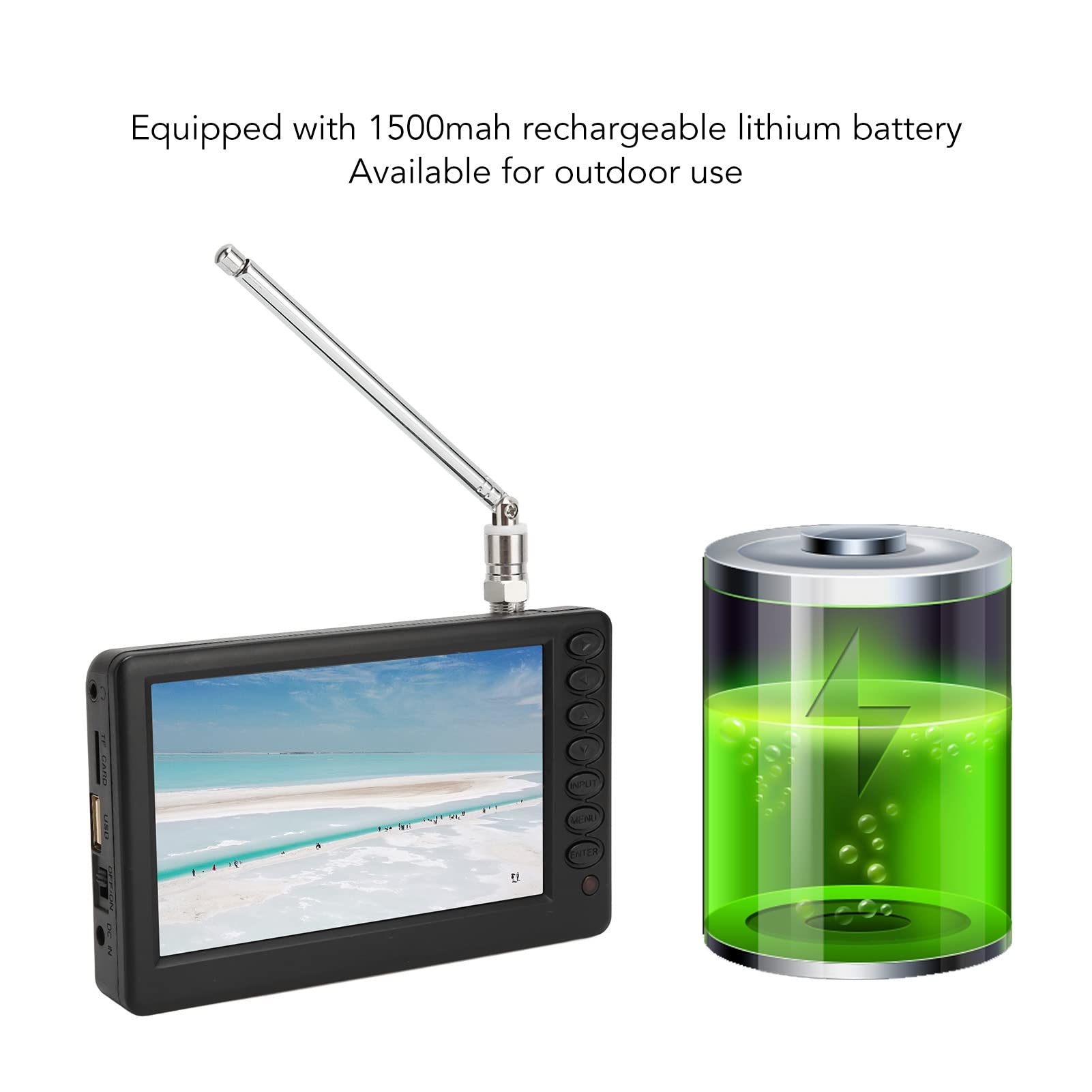 GOWENIC 5 Inch Portable TV with Stand - 1080P HD Rechargeable Mini Digital Television, ISDB-T Compatible for Camping, Fishing, Road Trips & Outdoor Adventures | Perfect for RV, Car, Beach and Holiday Travel