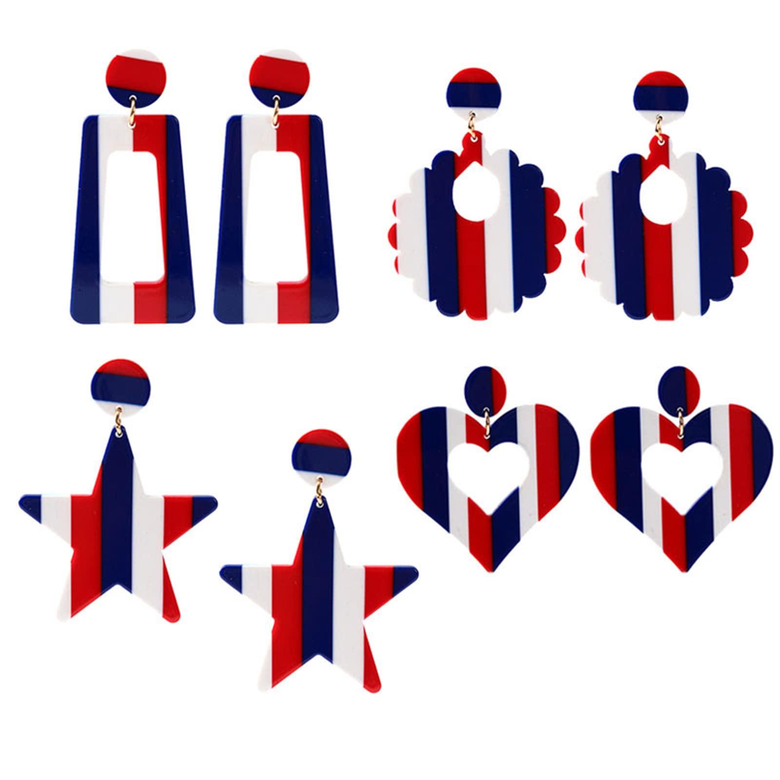 Patriotic USA Flag Earrings for Women - Red White Blue American Independence Day Jewelry, 4th of July Acrylic Dangle Earrings with Sunflower & Butterfly Design - Perfect Gift for Girls & Women | Great for Independence Day Celebrations, Summer Parties & Patriotic Events