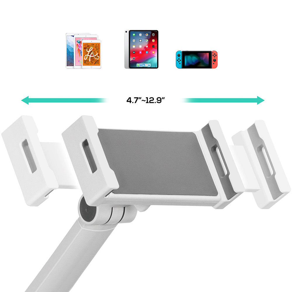 Activiva Universal iPad & Tablet Floor Stand 1.3m Height Adjustable for 4.7-12.9 Inch Devices (White) - Perfect for Home, Office & Classroom Use