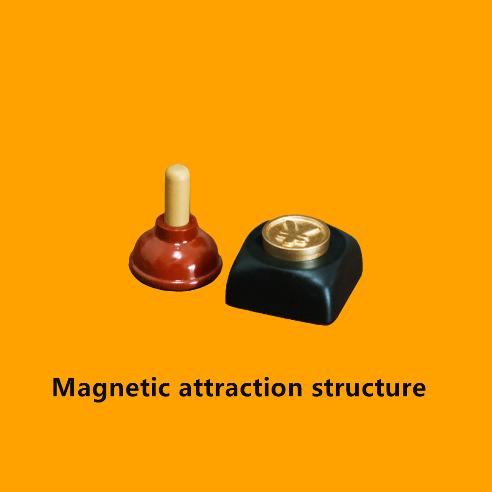 Gold Magnetic Suction Toilet Keycap - Small Leather Handle Mechanical Keyboard Keycap for Cherry MX Switches - Perfect for Gaming, Typing & Custom Keyboard Builds