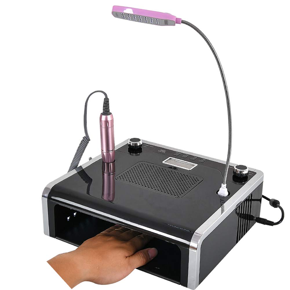 ATNAILS 4-in-1 Professional Electric Nail Drill Machine Kit - 30000RPM High Speed Handpiece with Dust Suction, 108W LED UV Lamp & Nail File Tools - Perfect for Salon, Home Manicure & Nail Art Design