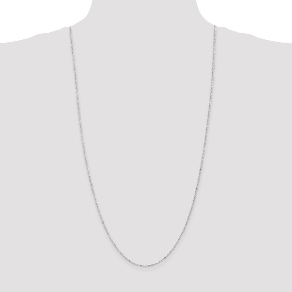 The Black Bow 1.1mm 14k White Gold D/C Singapore Chain Necklace – Elegant Gift for Weddings & Anniversaries