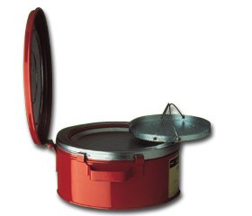 1 Gallon Galvanized Steel Bench Can with Handle - Rust-Resistant Red Utility Bucket for Outdoor, Garage, and Workshop Storage