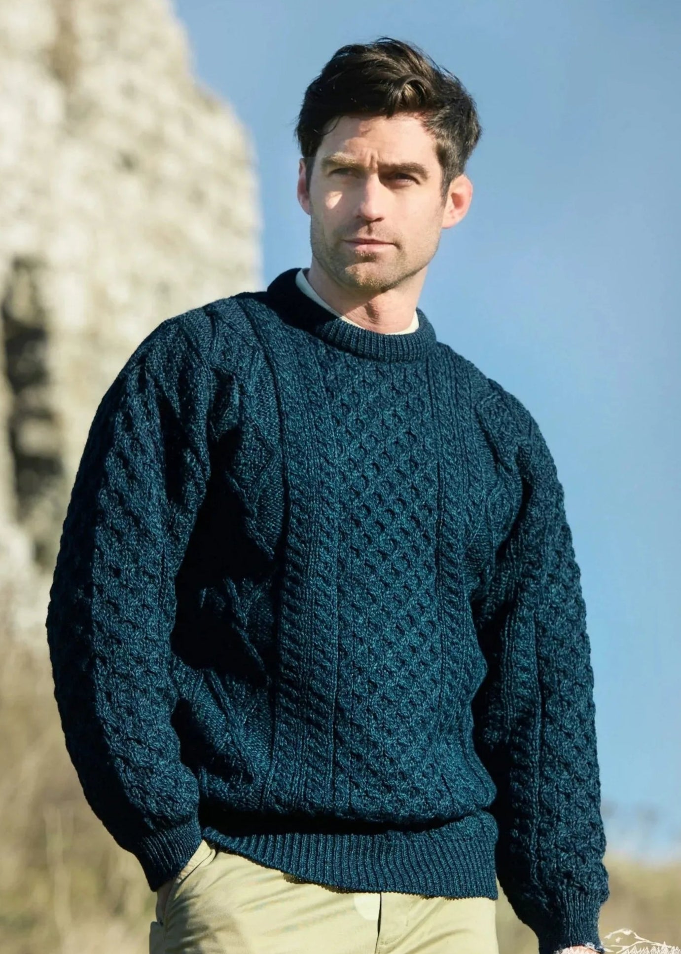 Authentic Inis Mor Aran Sweater - Premium Irish Wool Knitwear for Men & Women | Blackwatch Plaid | Perfect for Winter, Holidays & Outdoor Adventures