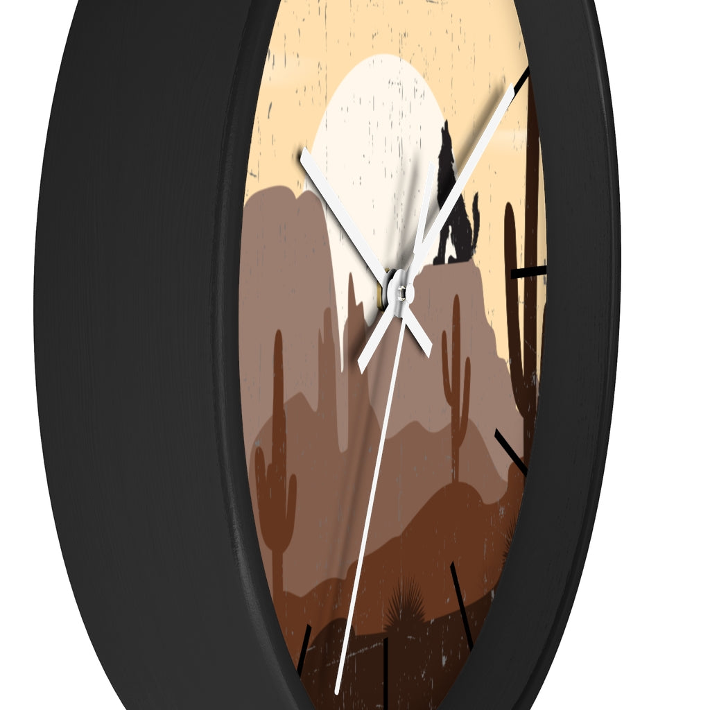 Wolf Mountain Sunrise Wall Clock - Silent Non-Ticking Battery Operated Round Clock for Living Room, Bedroom, Office & Home Decor