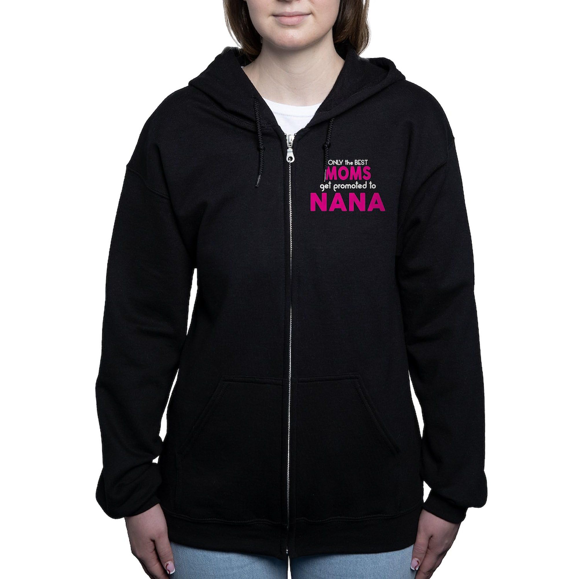 Best Moms Get Promoted to Nana Women's Zip Hoodie - Soft Fleece Zip-Up Sweatshirt for Grandma - Perfect for Family Reunions & Holiday Gifts