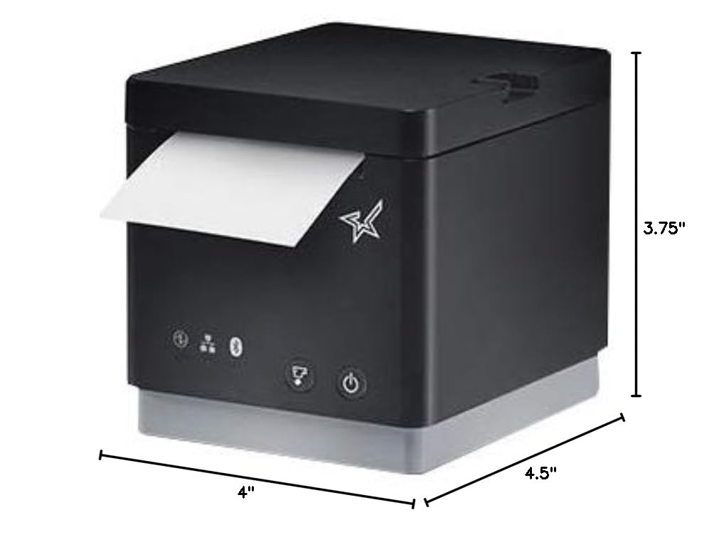 Star Micronics mC-Print2 2-inch Thermal POS Printer - Ethernet/LAN, USB, Bluetooth & Lightning Connectivity with CloudPRNT | Includes Peripheral Hub, Cutter & External Power Supply | Ideal for Retail Stores, Restaurants & Hospitality Businesses (Black, Model 39653110)