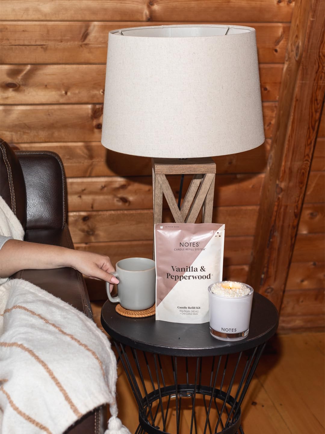 NOTES Sustainable Candle Starter Kit - Eco-Friendly Refillable Candles with Warm Cozy Duo Scents | 100% Natural Soy Wax | Turmeric Pumpkin Chai & Vanilla Pepperwood Fragrance | Perfect for Fall Decor, Home Aromatherapy, and Cozy Evenings