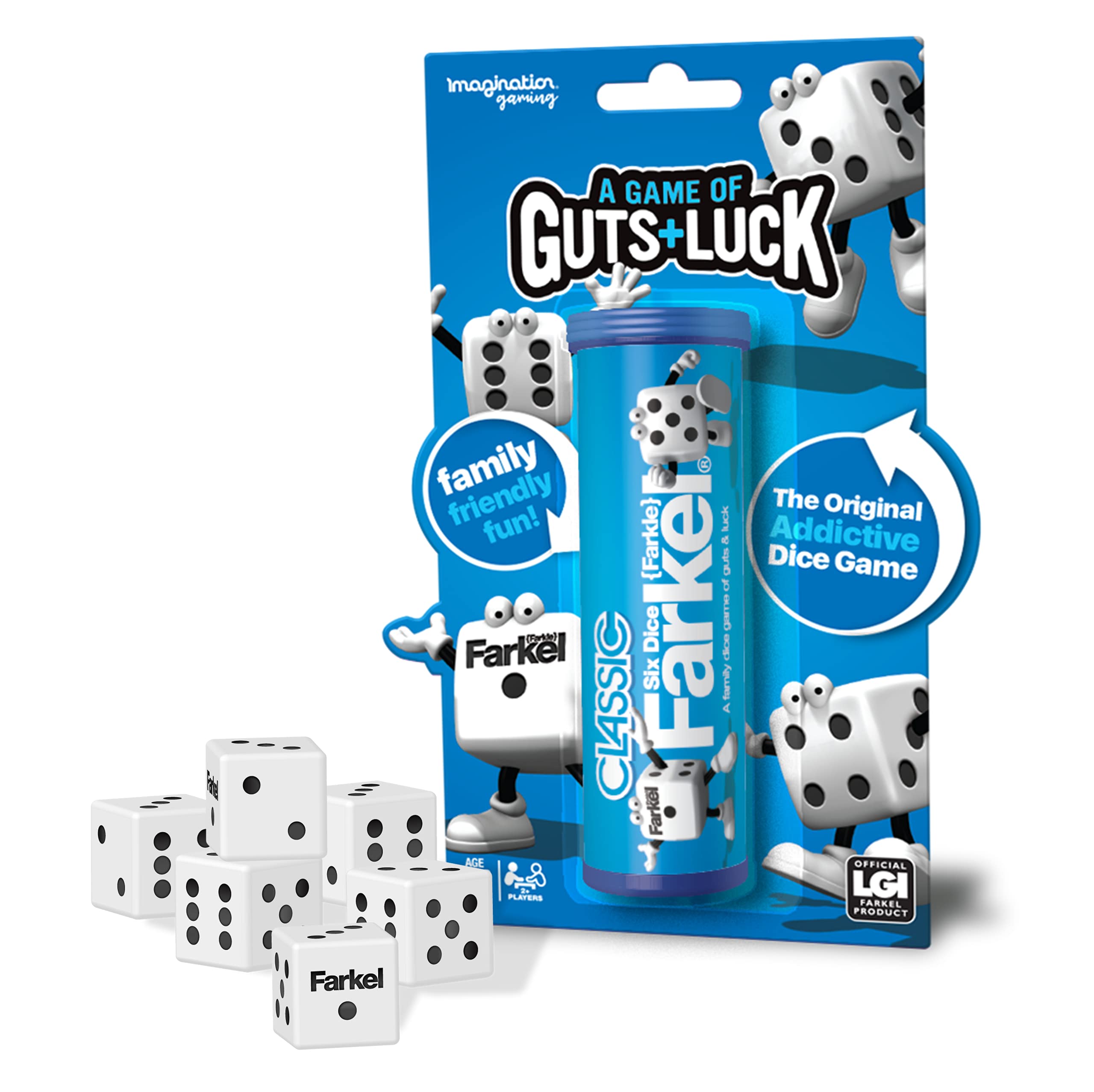 FARKEL Dice Tube - Classic Family Dice Game for Game Nights, 6 Dice & Rules Included, Fun for 2+ Players Ages 8+ | Perfect for Parties, Travel & Family Gatherings