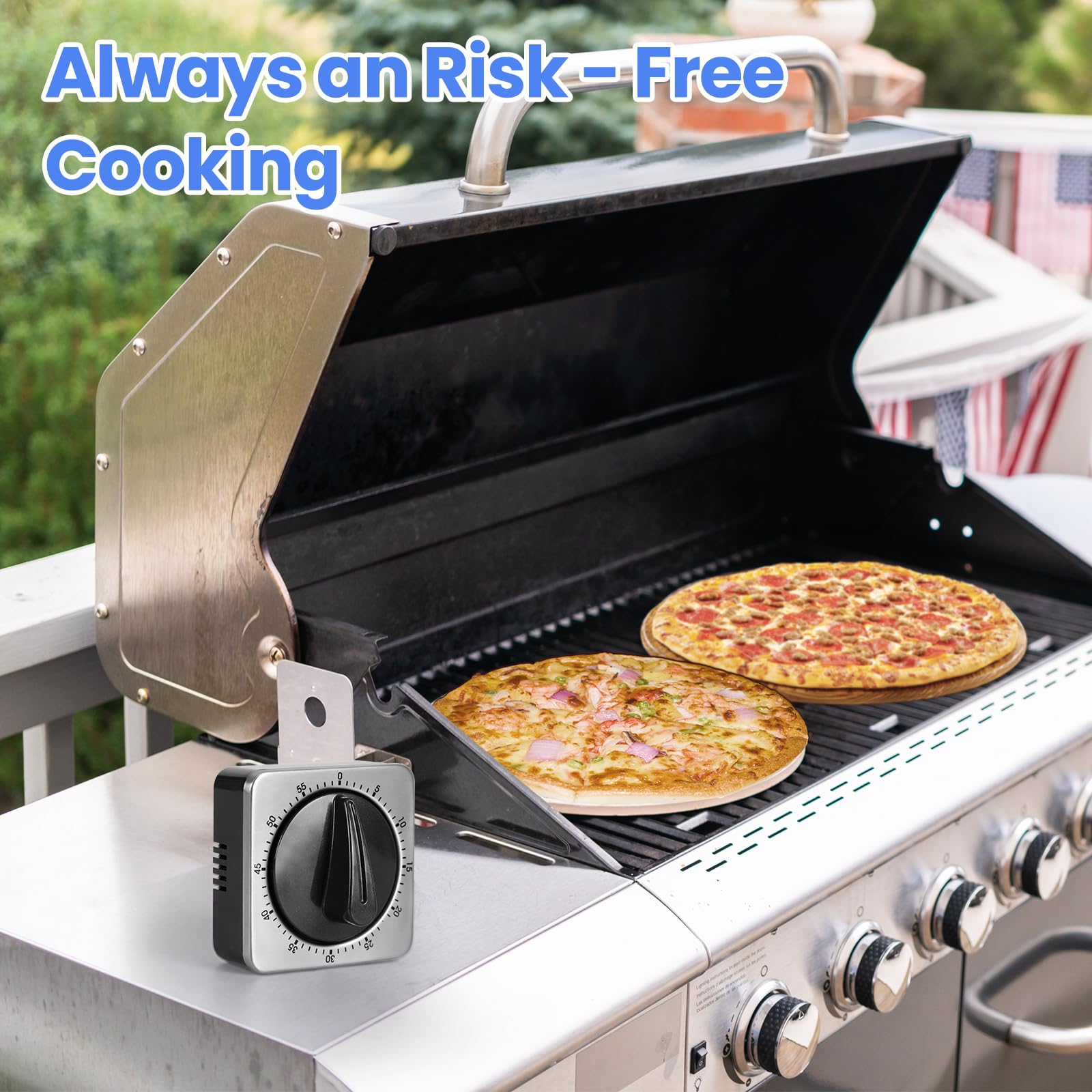 Mechanical Kitchen Timer for Cooking - Loud Alarm, No Batteries Needed - Magnetic Backing & Stainless Steel Body - Perfect for Baking, Grilling, and Meal Prep Countdowns