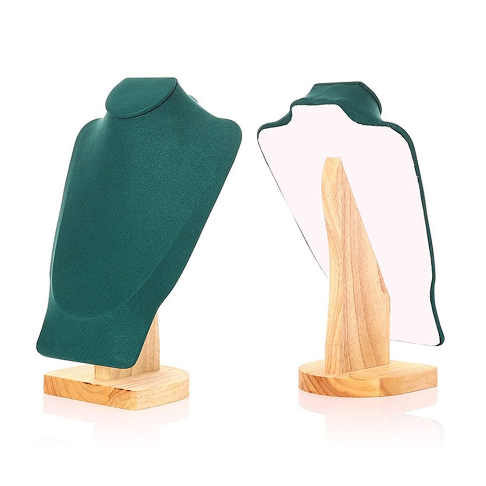 Velvet Jewelry Display Stand - Small Green Necklace Bust Hanger for Pendant & Chain Storage - Perfect for Boutique, Jewelry Store & Home Organizer