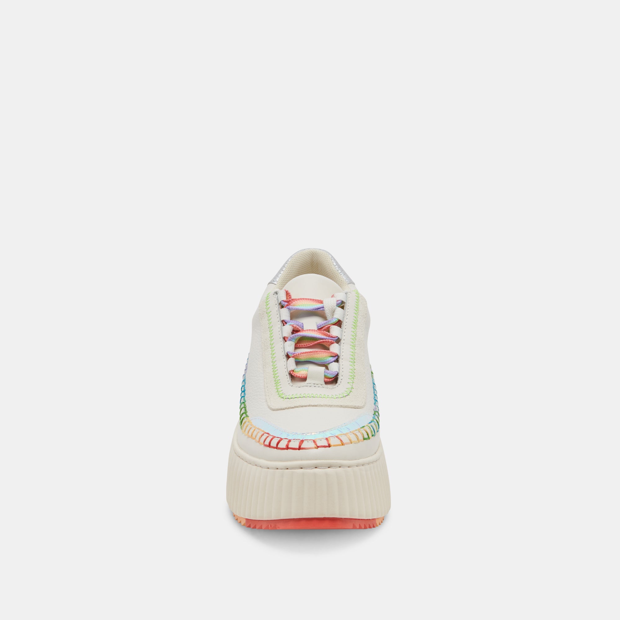 DOLEN PRIDE Sneakers for Men & Women - White Multi-Color Leather Casual Shoes for Walking, Running & Everyday Wear