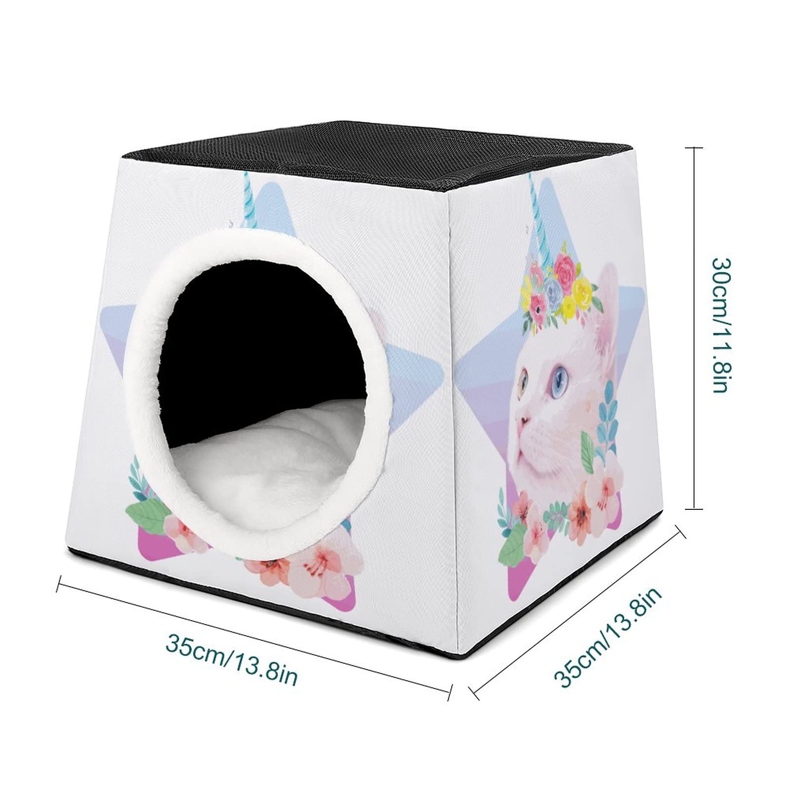 Personalized Cat Houses & Habitats - Printed Cat Cube, Cat Condo, Indoor Pet Bed & Sofa Cave for Cats - Unicorn & Flower Designs | Cozy Sleeping Spot, Play Area & Home Decor for Kittens