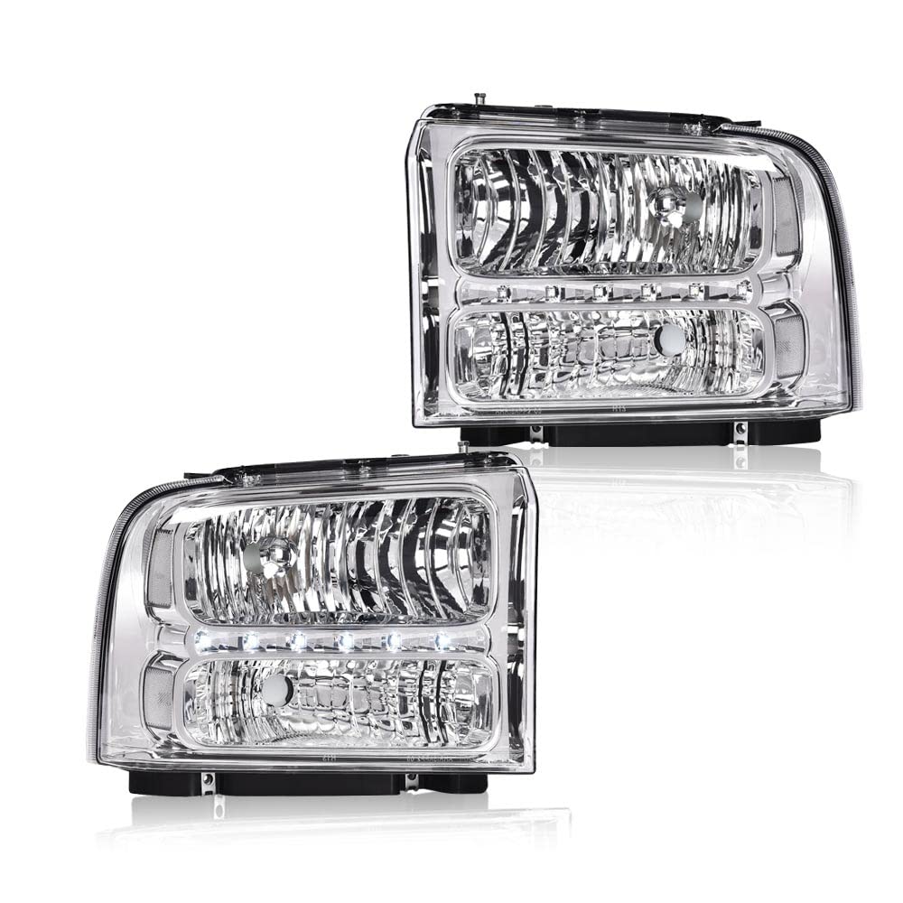 Ford Excursion F250 F350 LED Headlights - 2005-2007 Replacement for Super Duty Trucks - DRL Lamps for Night Driving