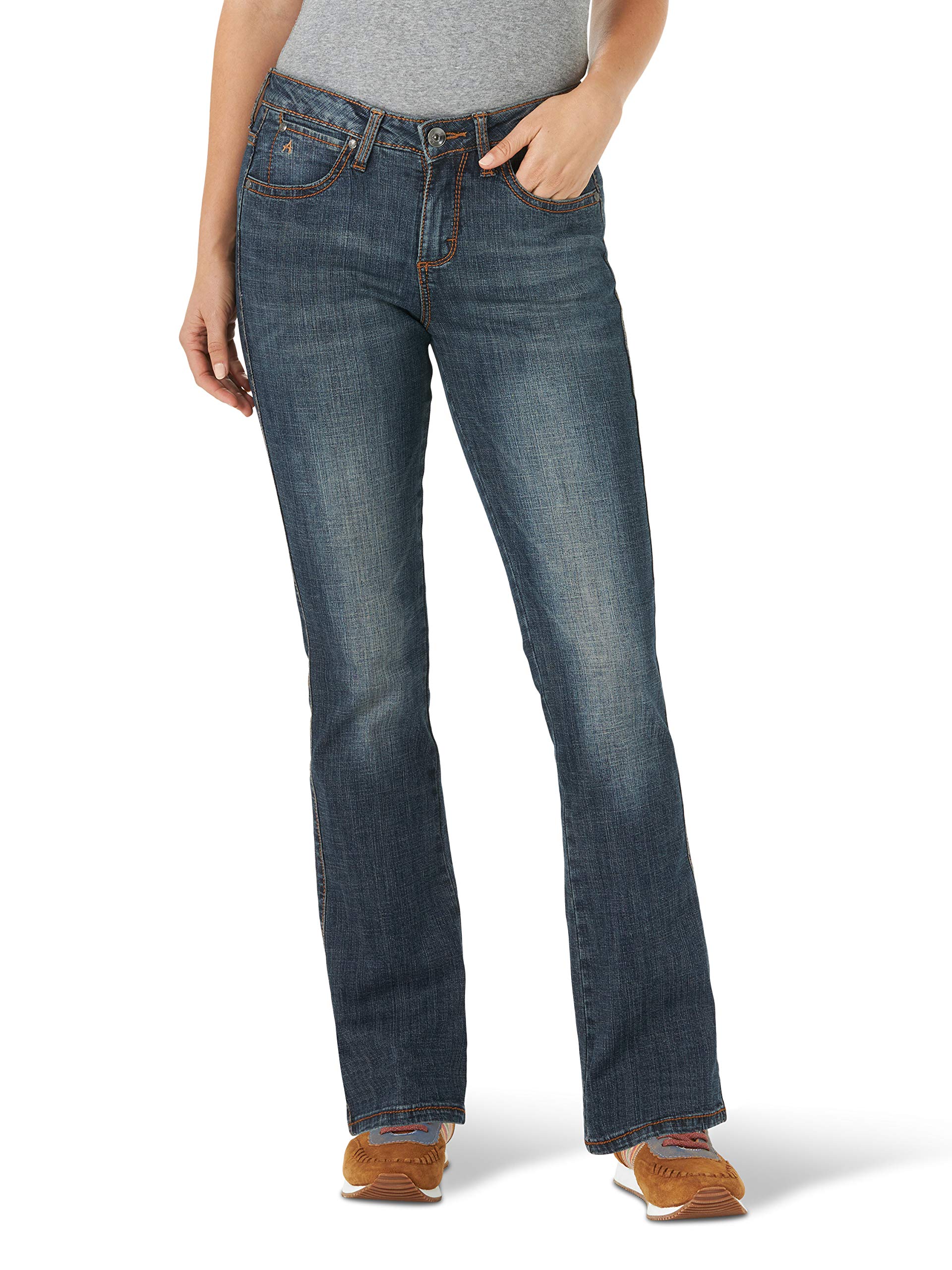 Wrangler Women's Aura Instantly Slimming Mid Rise Boot Cut Jeans - Flattering & Comfortable Denim for Everyday Wear, Work & Casual Outings