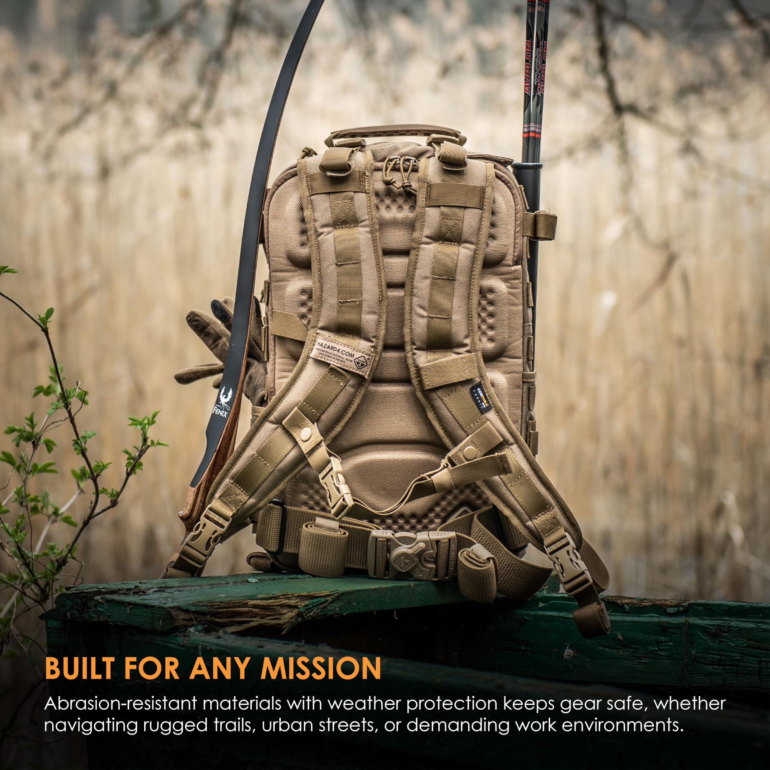HAZARD 4 Second Front™ Rotatable Tactical Backpack - Durable Military Style MOLLE Compatible EDC Pack for Outdoor, Hiking & Travel - Perfect for Adventure, Camping & Everyday Carry
