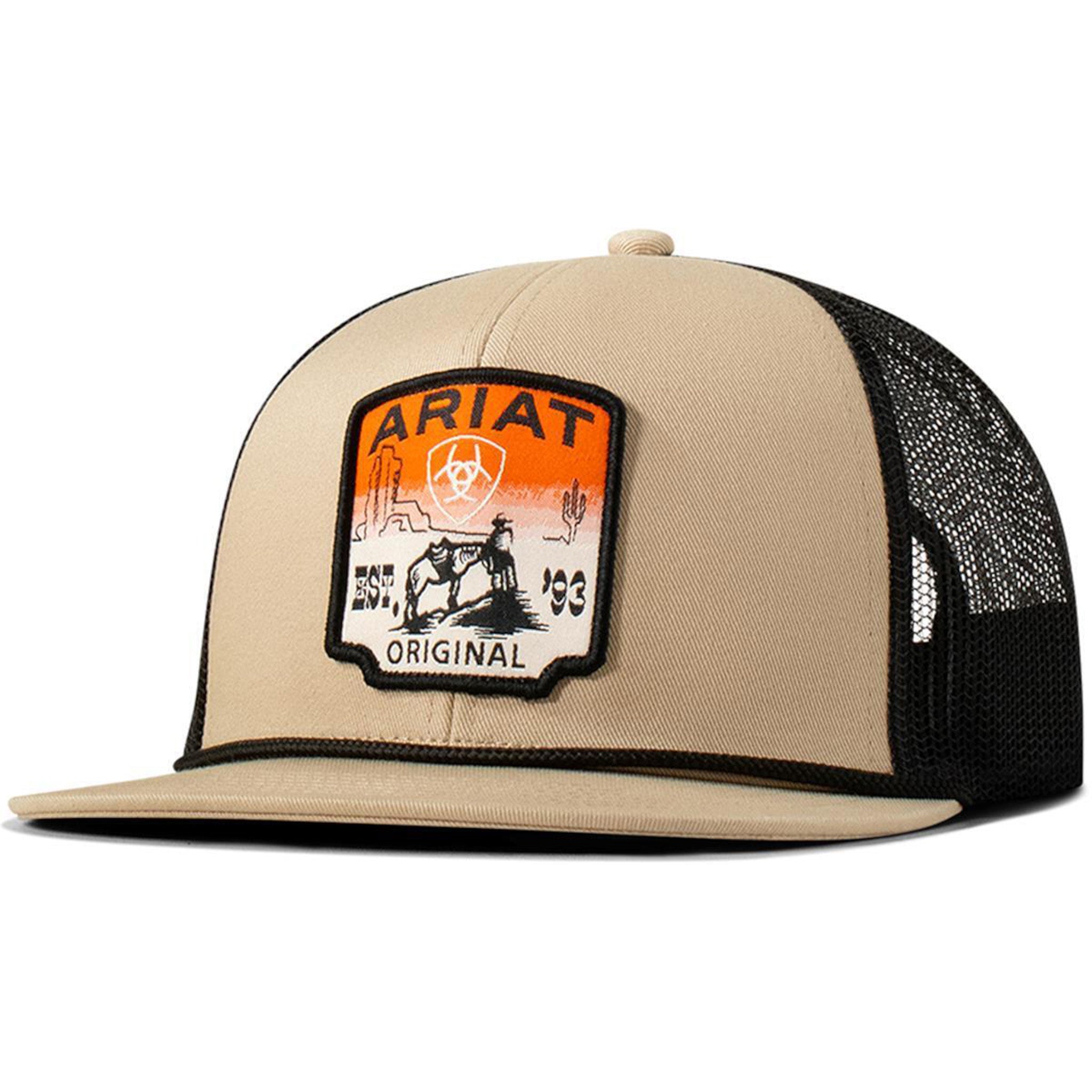 Ariat Khaki Desert Patch Cap - Adjustable Baseball Hat for Men & Women - Perfect for Outdoor, Hiking, and Casual Wear