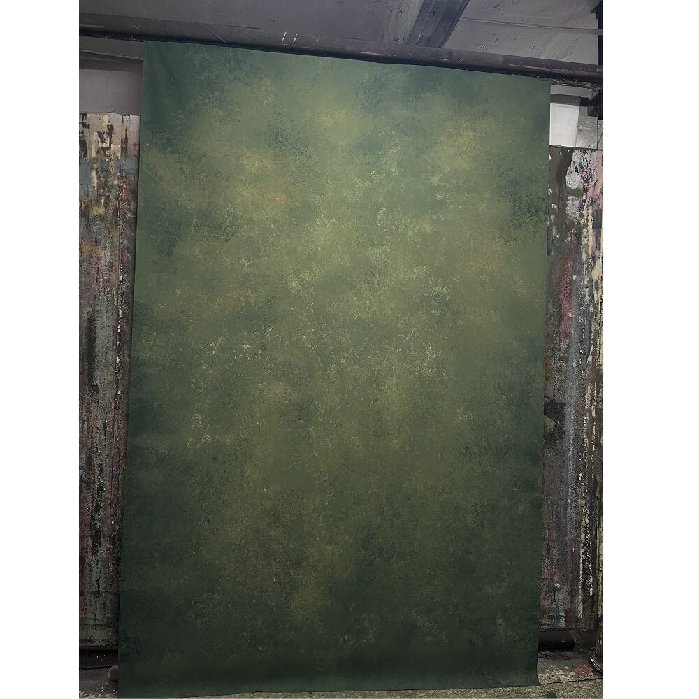 HP NS 2x3m Hand Painted Photography Backdrop Canvas - Green Opal for Studio Portraits, Newborn Photos & Creative Backgrounds