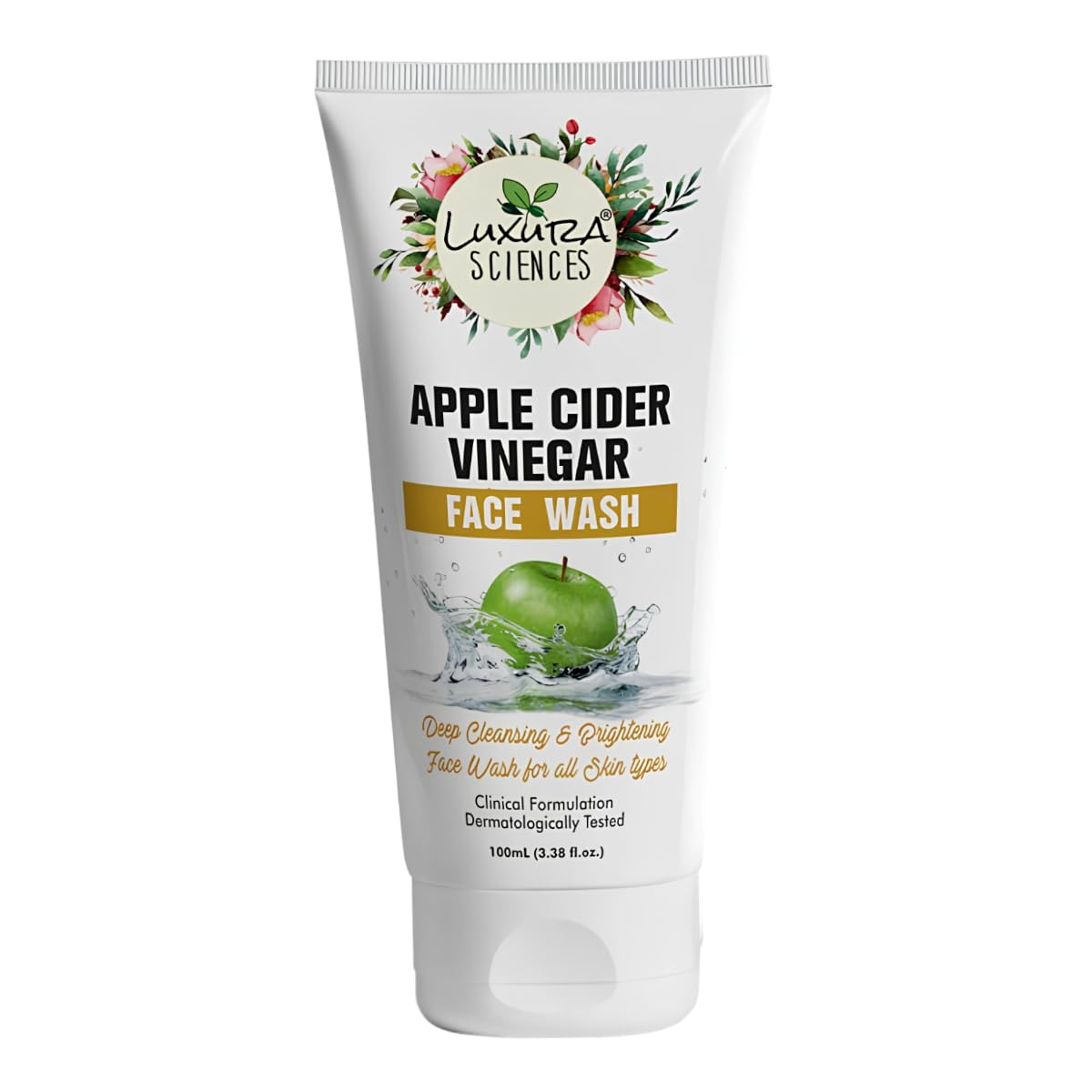 Luxura Sciences Apple Cider Vinegar Face Wash - 100ml Natural Cleanser for Acne, Oily & Sensitive Skin - Gentle Daily Facial Cleanser for Men & Women - Perfect for Morning & Night Skincare Routine