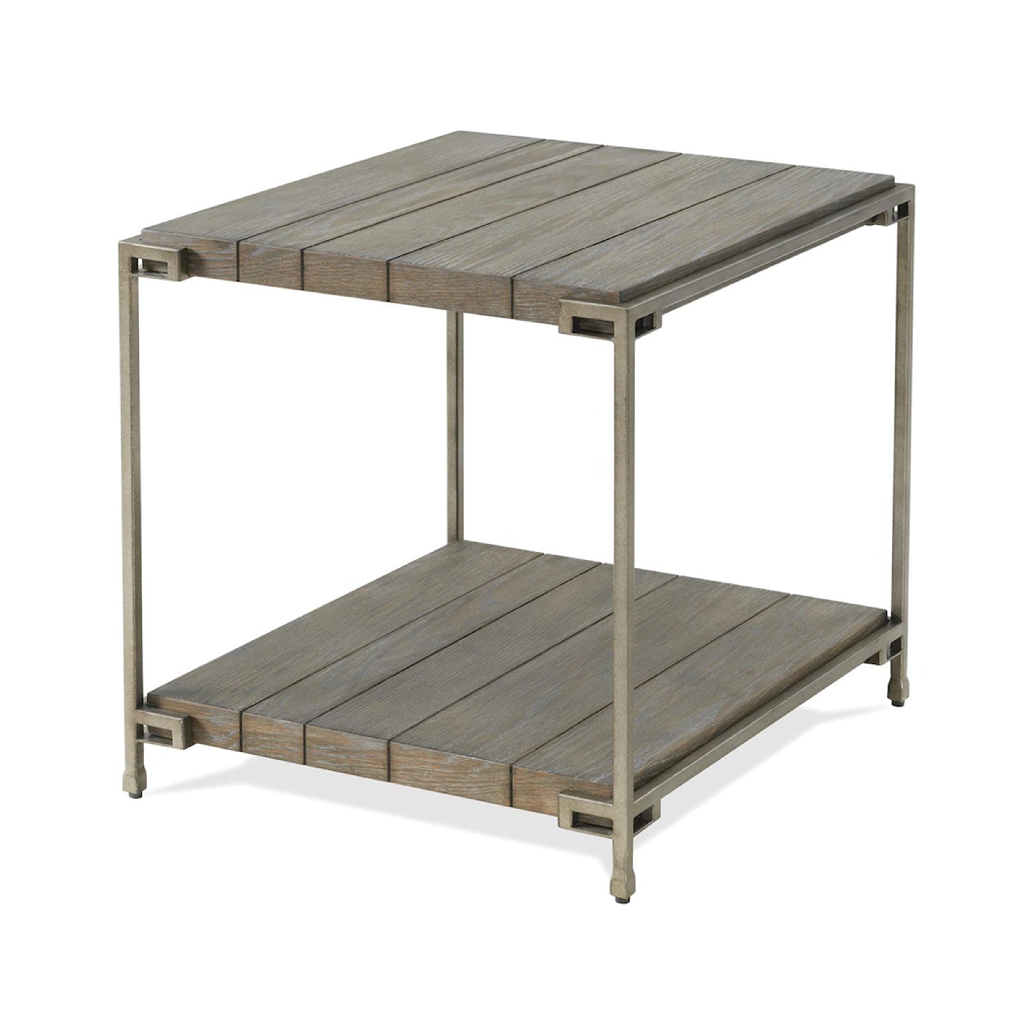 Roundhill Furniture Corbeta Metal Frame Wood End Table with Shelf - Aged Graphite Finish - Living Room Side Table, Nightstand, Bedroom Accent Table for Home Decor