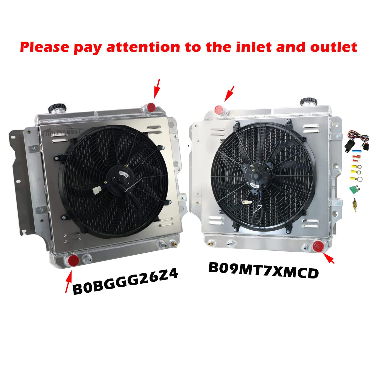 High-Performance Aluminum Radiator 3-Row for 1987-2006 Jeep Wrangler YJ TJ Unlimited (2.4L 2.5L 4.0L 4.2L L4 L6 Gas) - Complete Cooling Kit with 16