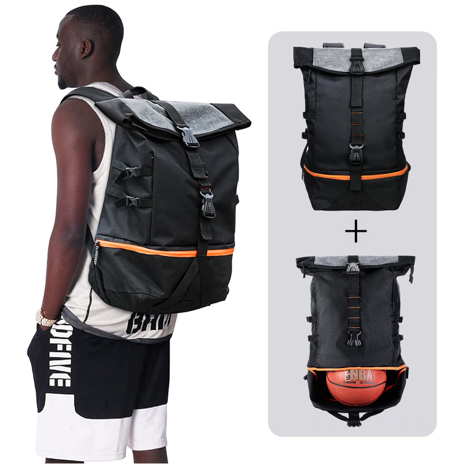 **Large Waterproof Basketball & Soccer Backpack for Men & Women – Sports Equipment Bag with Laptop Compartment – Perfect for Gym, Travel, School, Team & Outdoor Activities**