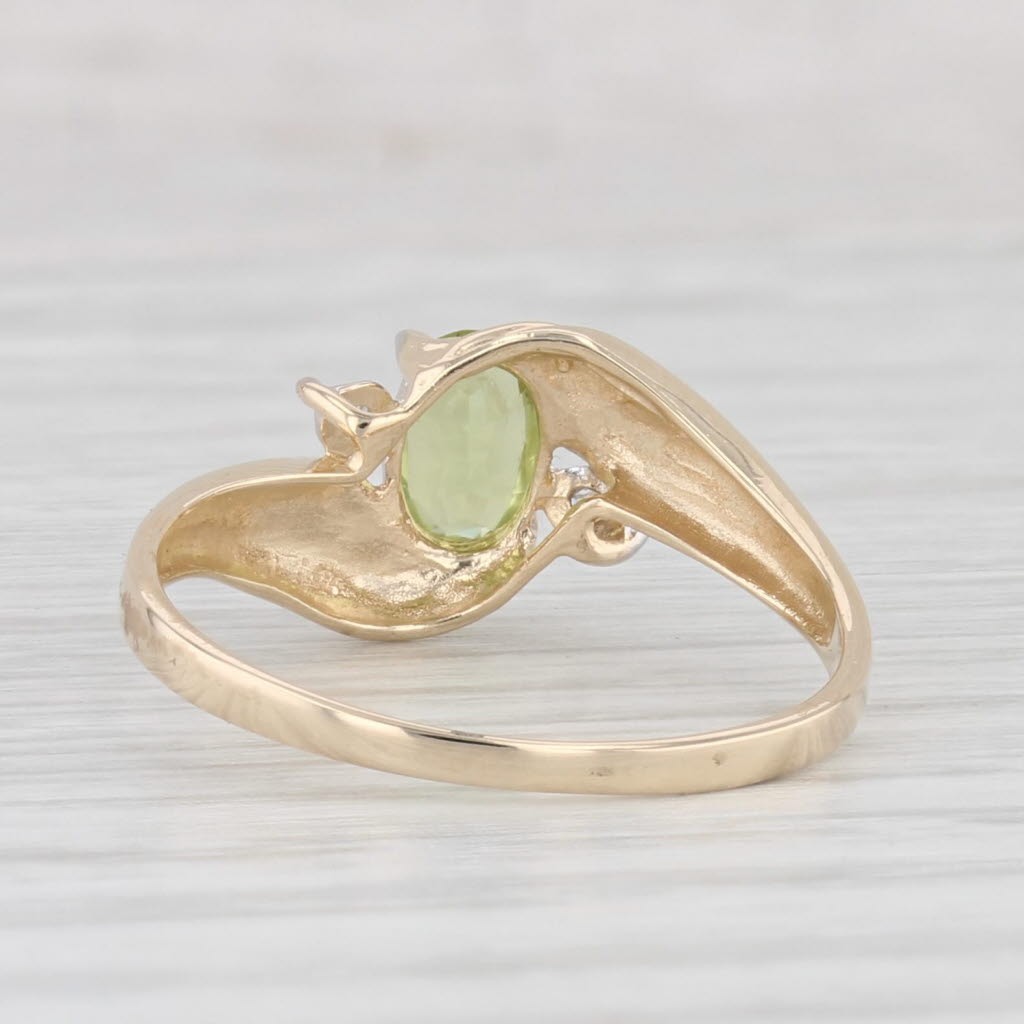 0.50ct Oval Peridot Diamond Ring in 10k Yellow Gold - Size 6.5 - Elegant Birthstone Jewelry for Women, Perfect for Anniversary Gifts & Special Occasions
