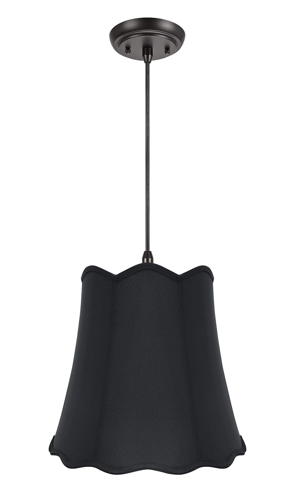 Black Aspen Creative 74063-11 Transitional Scallop Bell Fabric Pendant Ceiling Light - 16
